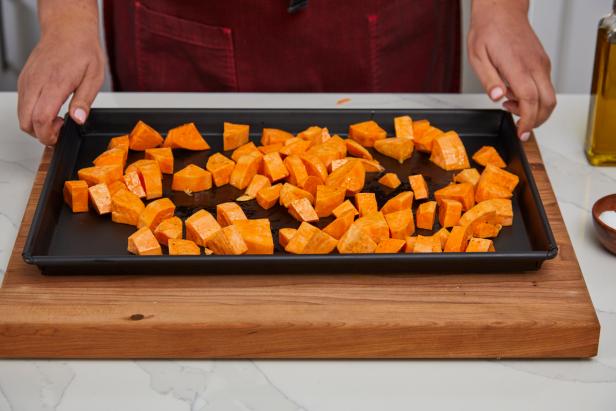 Leave some space between the individual vegetable pieces. This lets them cook more evenly.