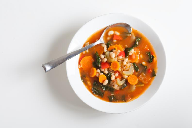 “Vegetable soup is on the daily lunch menu when I am working from home,” says Dr. Joan Salge Blake, EdD, RDN, Nutrition Professor, Boston University and the host of the hit nutrition and health podcast, <a target="_blank" href="https://www.facebook.com/SpotOnDrJSB/">SpotOn!</a>. “Soup is a warm, comfort food that makes me feel as though I am dining with a friend even when I am slurping it alone in my kitchen.” Salge Blake says that on weekend, she makes a big pot of “homemade” soup by combining two cans each of vegetable soup, drained black beans, and diced tomatoes along with 2 tablespoon of an Italian seasoning blend from a jar.  She then stores the soup in the refrigerator in a covered container and ladle a serving in a bowl that can be reheated in the microwave at lunch. “Topped with a little grated cheese for a plant-forward lunch that is good for the heart and soul.”