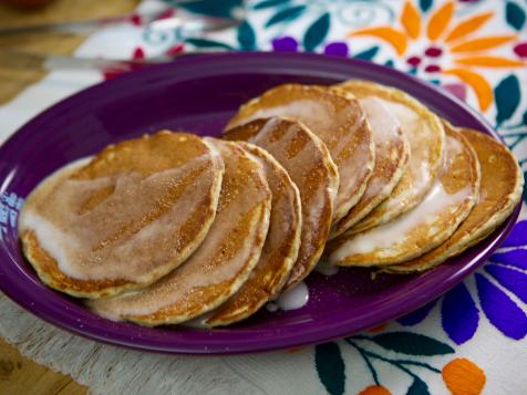 Churro Pancakes with Sweet Milk Glaze