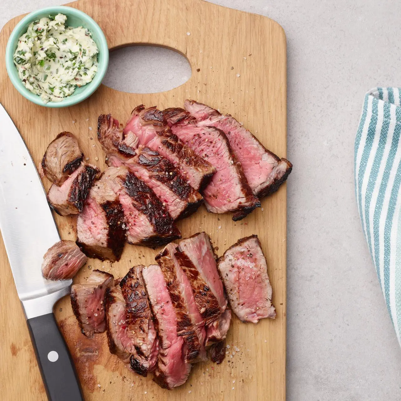 Air Fryer Steak with Garlic Herb Butter