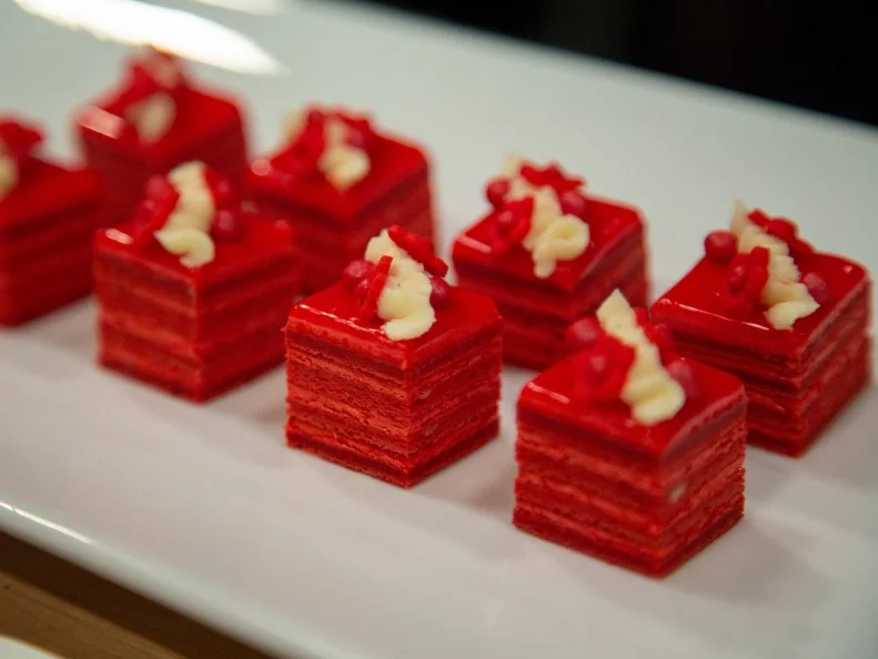Arin's preheat - ARIN: Raspberry Petit Fours with White Chocolate Ganache, as seen on Spring Baking Championship, Season 6.
