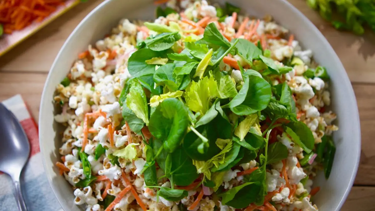 Crunchy Snap Pea Popcorn Salad Recipe Molly Yeh Food Network