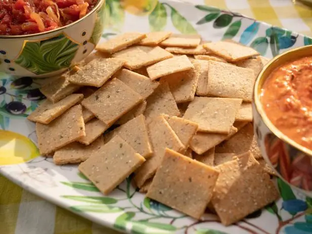 Almond Flour Crackers with Tomato Shallot Chutney Recipe | Valerie Bertinelli | Food Network