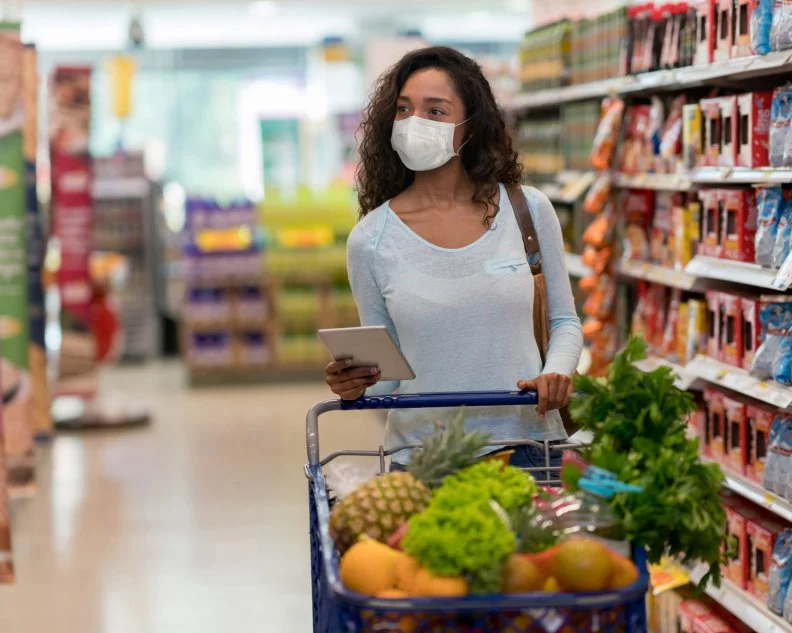 Marisa Moore, MBA, RDN, LD, a culinary and integrative dietitian based in Atlanta, GA, has to visit the supermarket to get groceries. “Using a list can mean fewer trips to the store, and organizing it by aisle allows you to get in and out of the store quickly,” she says.  Moore has also noticed that in her area weekday mornings tend to have fewer people in the store and better-stocked shelves. Every area is a little different, so find the time where the least people visit the market in your area.