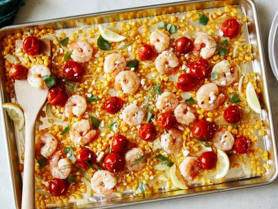 Garlic Butter Shrimp + Corn Sheet Pan Dinner