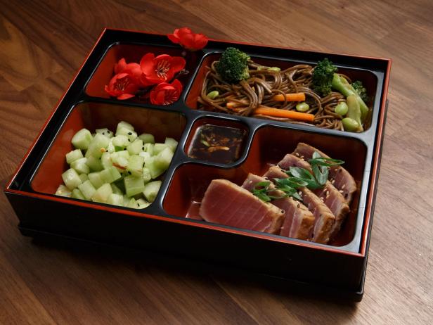 Seared Tuna, Soba Noodle and Cucumber Salad Bento Box Recipe, Anne Burrell