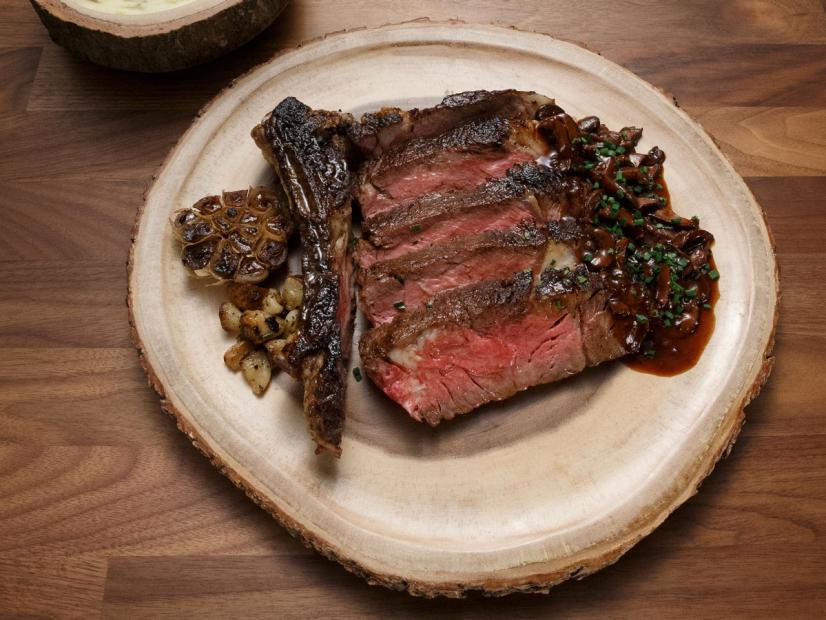 Ribeye With Mashed Potatoes And Mushroom Sauce Recipe Anne Burrell Food Network