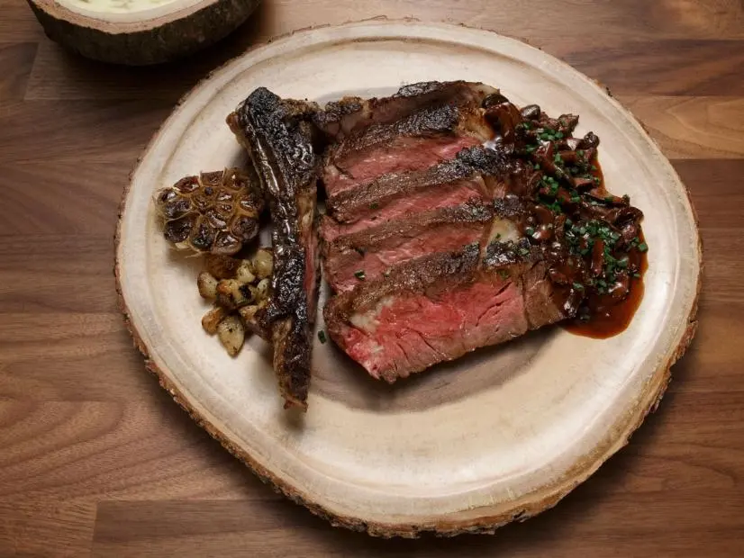 Ribeye with Mashed Potatoes and Mushroom Sauce Recipe Anne Burrell