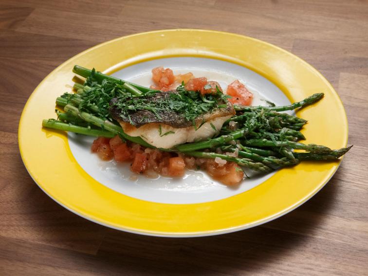 Sea Bass with Asparagus Recipe Alex Guarnaschelli Food Network