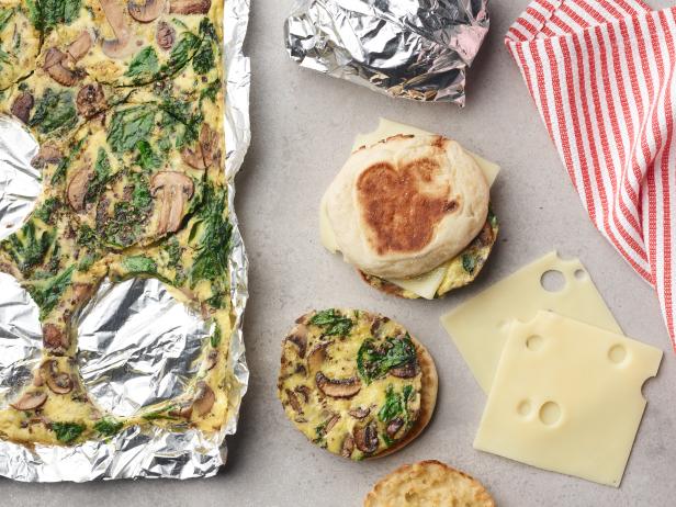 Food Network Kitchen’s Make-Ahead Spinach and Mushroom Breakfast Sandwiches, as seen on Food Network.
