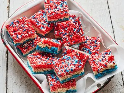Food Network Kitchen’s Red, White, Blue Crispy Rice Treats.