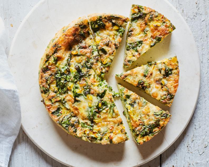 Food Network Kitchen’s Spinach, Pepper, Havarti Air Fryer Frittata.