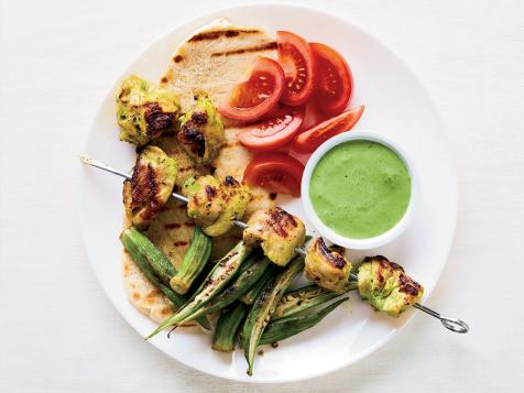 Curry-Ginger Chicken Kebabs with Okra