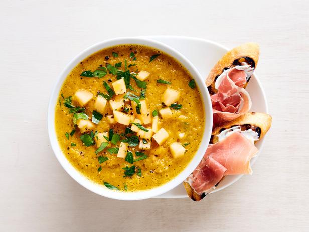 Melon Gazpacho with Ham Crostini image