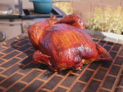 Smoked Whole Chicken with Honey BBQ Sauce
