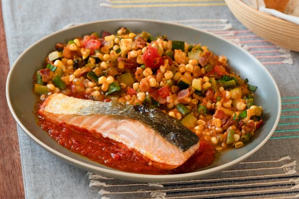 Crispy Salmon with Summertime Succotash image