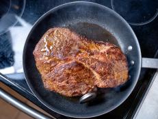 Chuck Beef Roast Being Cooked in an Oven with a Meat Thermometer to Insure Proper Cooking Temperature for the Perfect Ketogenic or Carnivor Diet Meal