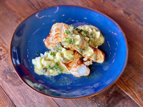Grilled Halibut with Sauce Gribiche