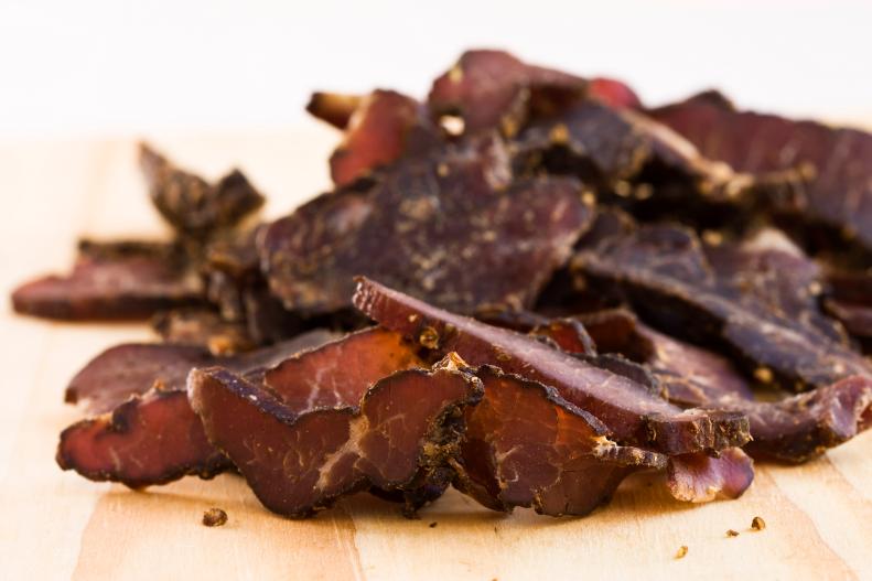 Biltong is an air-dried meat, similar to jerky that originated in South Africa but has a softer texture and richer flavor. Biltong is stored at room temperature and is an easy way to add protein to your day.  Several companies in the U.S. now make biltong including <a target="_blank" href="https://madebytrue.com/">Made By True</a>, <a target="_blank" href="https://stryve.com/">Stryve</a>, <a target="_blank" href="https://www.brooklynbiltong.com/">Brooklyn Biltong</a>, and <a target="_blank" href="https://eatbiltong.com/">Kalahari Snacks</a>.

Dietitian Sarah Ryan, MS, RDN, LD, media representative of the <a target="_blank" href="http://www.eatrighttexas.org/">Texas Academy of Nutrition and Dietetics</a> recommends jerky. “As a dietitian, my RV snack pack always includes beef jerky. Full of essential nutrients and satisfying protein, you can mix it into trail mix, add to your favorite energy bites or serve simply alongside some fruit.”

If you’re still looking for meaty snacks you can also try <a target="_blank" href="https://epicprovisions.com/">Epic Provisions</a> who sell meat-based bars, bites, and crisps.