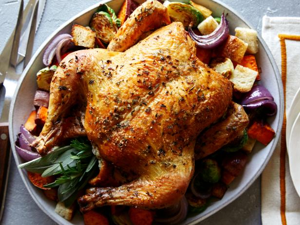 Thanksgiving Chicken Over Roasted Vegetables Recipe