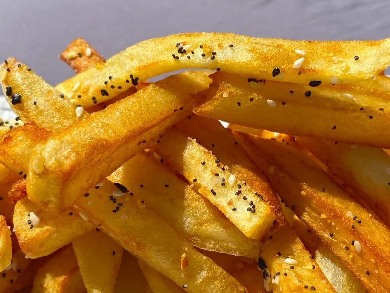 Everything Bagel French Fries, as seen on Symon's Dinners Cooking In, Season 1.