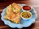 Close-up of Street Corn Quesadillas, as seen on The Pioneer Woman, season 25.