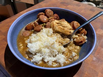 Sunny Anderson makes her Big Easy Chicken and Andouille Filé Gumbo, as seen on The Kitchen, season 25.
