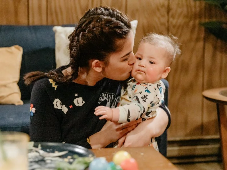 Host Molly Yeh with daughter, Bernie, as seen on Girl Meets Farm, Season 5.