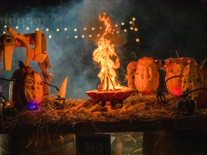 Contestant, David, Episode 2, Round 2, finished pumpkin, as seen on Outrageous Pumpkins, season 1.