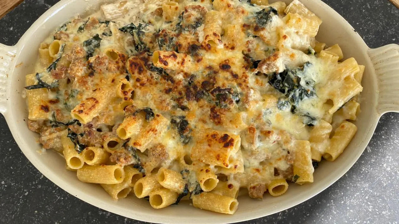Fall Kale and Sausage Pasta Bake