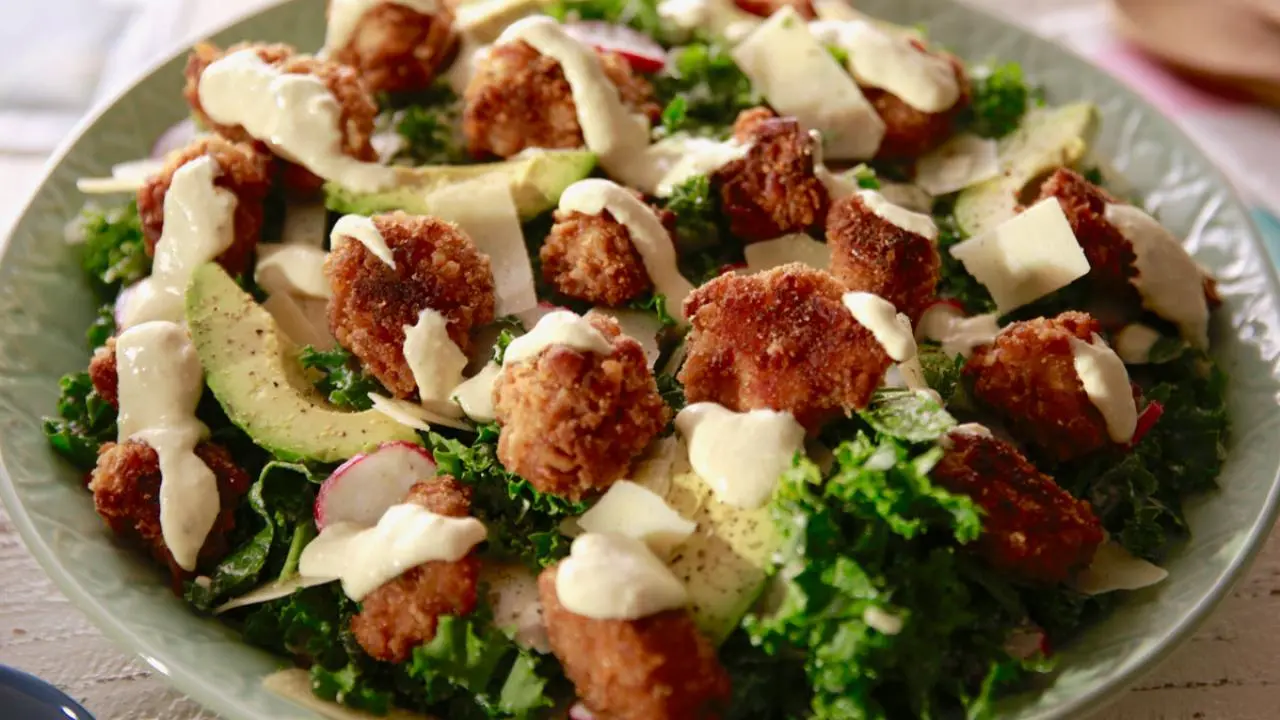 Pretzel Crusted Chicken Nuggets Salad