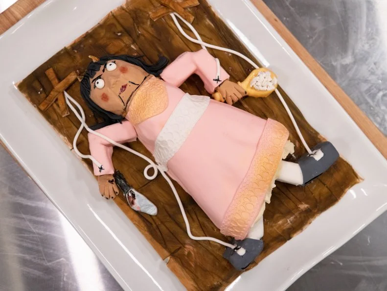 Michelle's cake beauty - CAKE FLAVOR: LEMON POPPY. .LEMON POPPY POUNDCAKE W/ YUZU LEMON PRUNE CURD, LEMON ICING. .TREAT TWIST— PRUNE BABY FOOD.TRICK TWIST—BABY BRUSH, as seen on Halloween Baking Championship, Season 6.