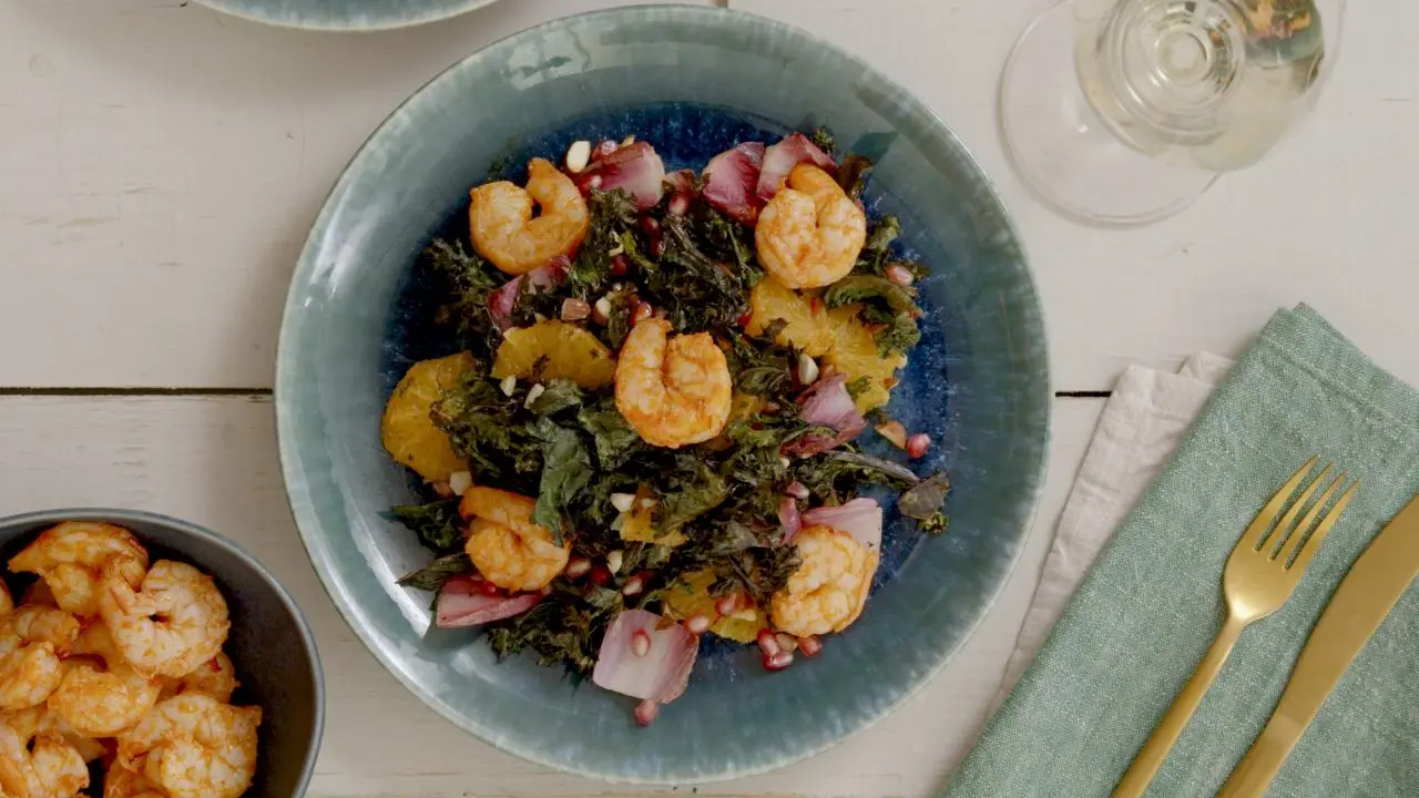 Spicy Citrus Shrimp With Roasted Kale