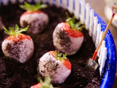 Food Beauty of Molly Yeh's Cookie Coated Chocolate Strawberries ,as seen on Girl Meets Farm, Season 6.