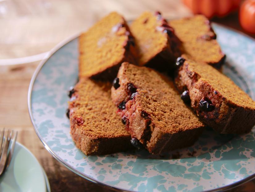 Food Beauty of Molly Yeh's Pumpkin Cranberry Loaf ,as seen on Girl Meets Farm, Season 6.