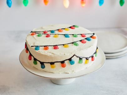 Food Network Kitchen’s Twinkling Christmas Tree Lights Cake.