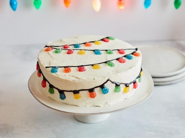Food Network Kitchen’s Twinkling Christmas Tree Lights Cake.