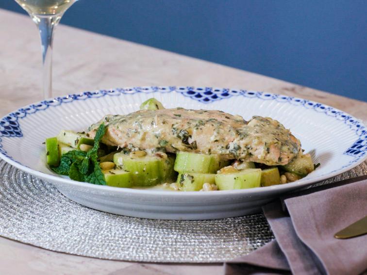 DijonBaked Salmon with Date and Apple Salad Recipe Geoffrey Zakarian