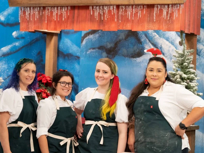 Contestants Emerlie Miller, Alexis Graham, Paloma Vazquez and Jennifer Boudreaux, as seen on Holiday Wars, Season 2.