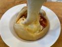 Jeff Mauro makes Chicago Pizza Pot Pie with Pepperoni Sauce & Baby Bella Mushrooms, as seen on Food Network's The Kitchen