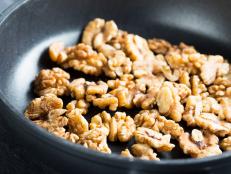 Walnuts in pan for toasting