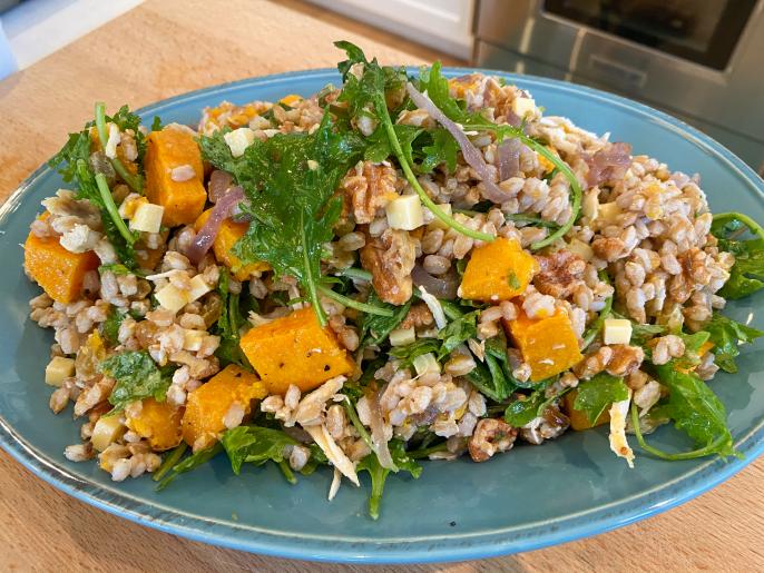 Butternut Squash Kale And Farro Salad Recipe Katie Lee Biegel Food Network 9539