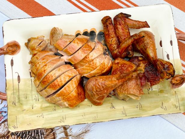 Spatchcoked Smoked Turkey, as seen on Symon's Dinners Cooking Out, Season 1.
