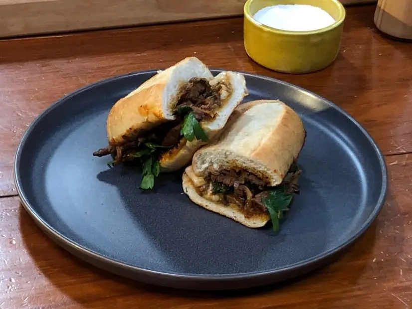 Chef Claire Robinson's Bloody Mary Steak Hoagie. , as seen on Food Network Kitchen