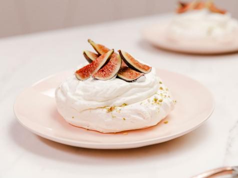 Rose Pavlova with Figs and Pistachios