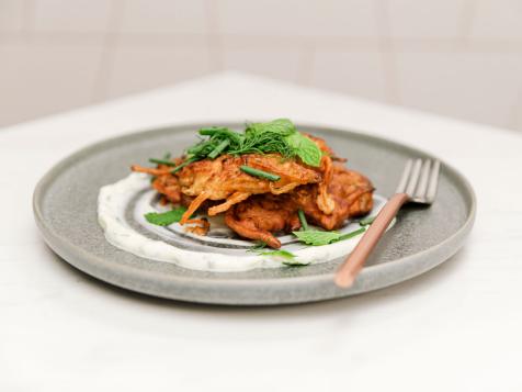 Vegetable Fritters with Herbed Creme Fraiche