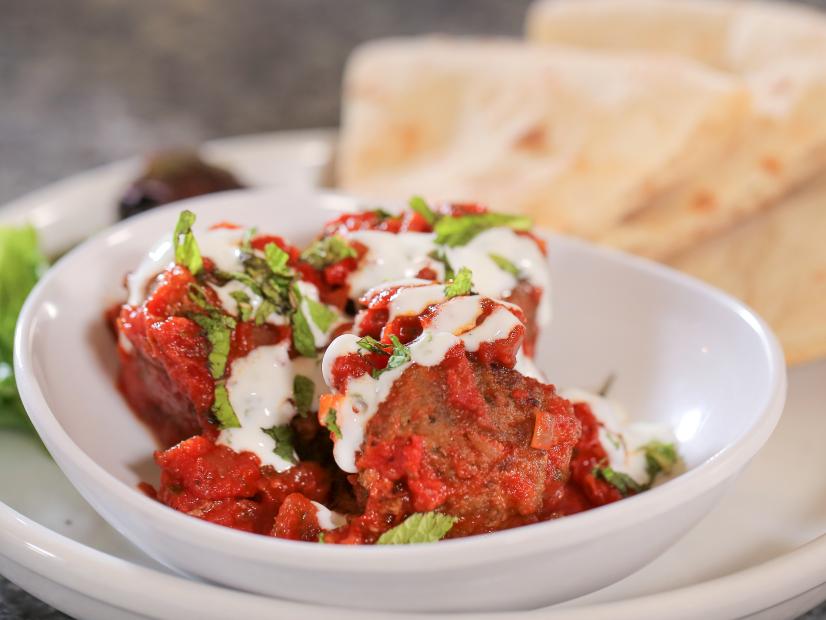 Mediterranean Meatballs as served at Blackbird Woodfire in Fargo, North Dakota as seen on Food Network's Diners, Drive-Ins and Dives episode DV3401H.