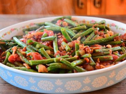 Close-up of Green Beans with Tomatoes ,as seen on Pioneer Woman, Special 53.