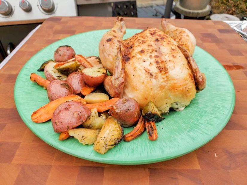 Sunny Anderson makes her Cornish Hen and Veggies Holiday Cheat Sheet, as seen on Food Network's The Kitchen