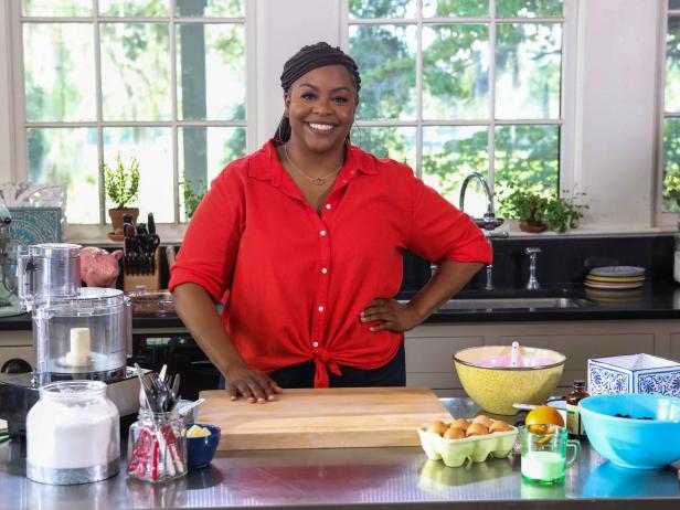 Miss Kardea Brown in her South Carolina home kitchen as she begins to prepare her creamy and tart Cranberry Custard Pie, as seen on Delicious Miss Brown, Season 3.